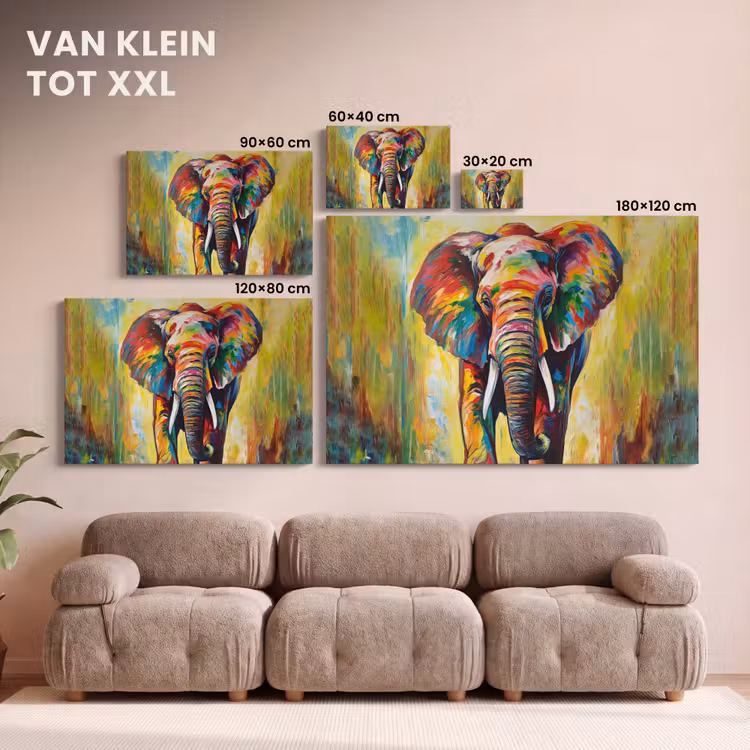 Canvas schilderij - Olifant - Kunst - Schilderij - Dieren - Regenboog — 8