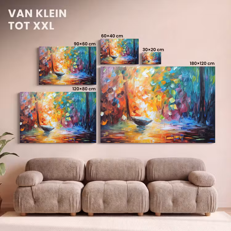 Canvas schilderij - Kleurrijk - Olieverf - Water - Boot — 8