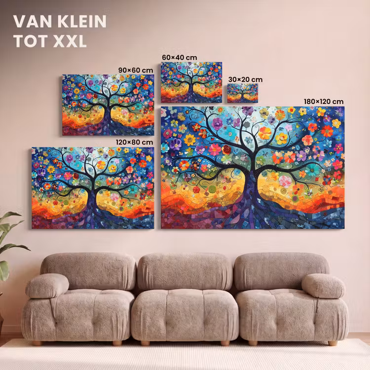 Canvas schilderij - Kunst - Levensboom - Bloemen - Hippie — 8