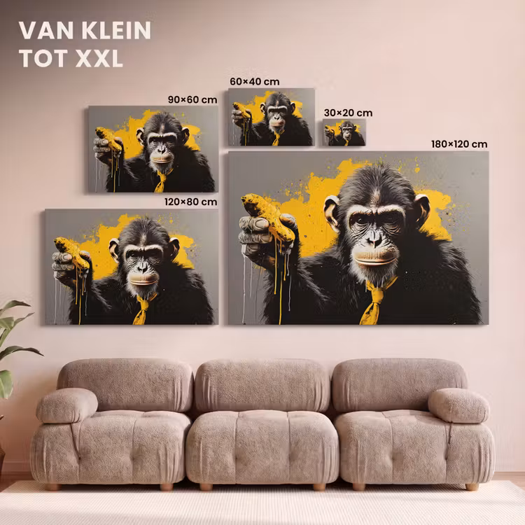 Canvas schilderij - Aap - Chimpansee - Banaan - Geel - Dieren - Stropdas — 8