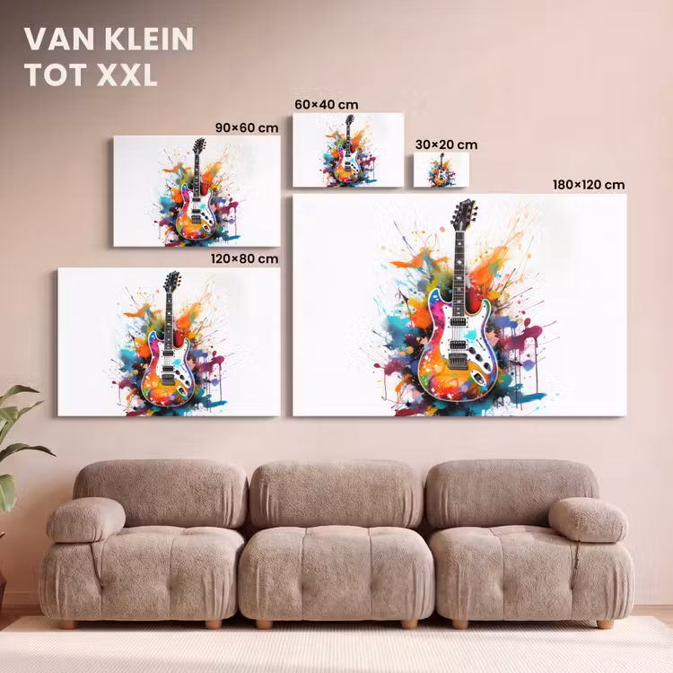 Canvas schilderij - Gitaar - Graffiti - Muziek - Wit — 8