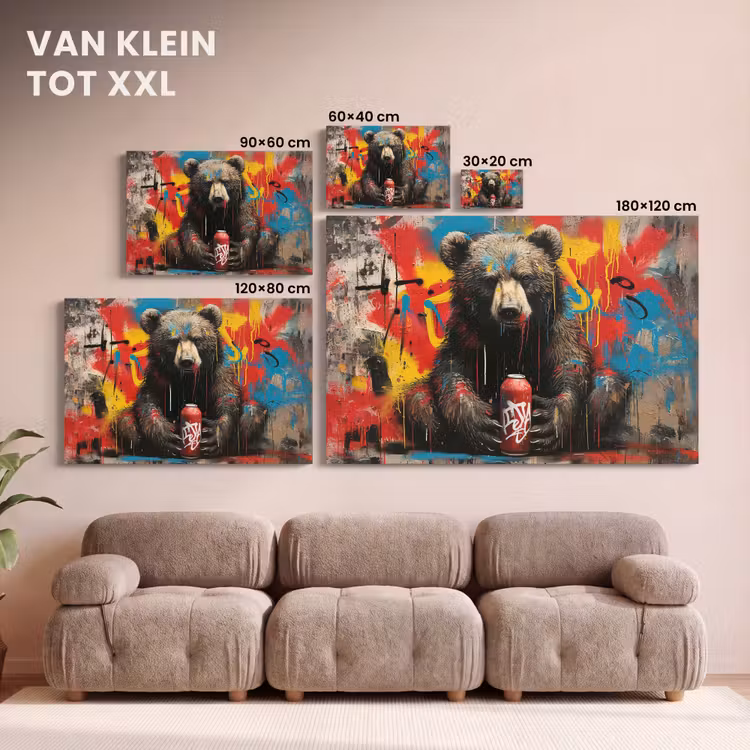 Canvas schilderij - Graffiti - Beer - Fles - Muur - Street art — 8