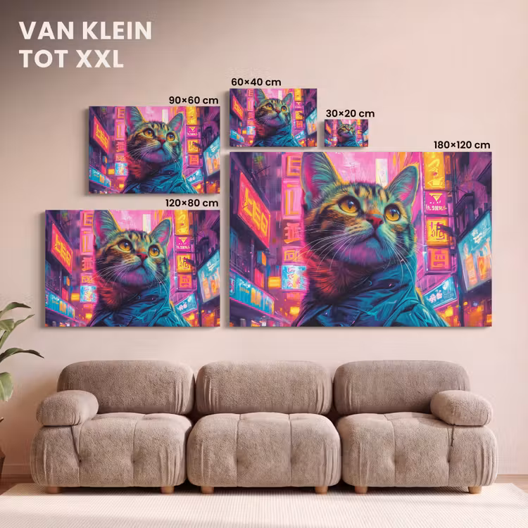 Canvas schilderij - Graffiti - Kat - Pop art - China - Neon — 8