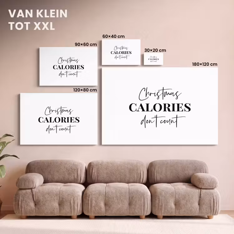 Canvas schilderij - Kerst quote - Winter - Christmas calories - Wit — 8