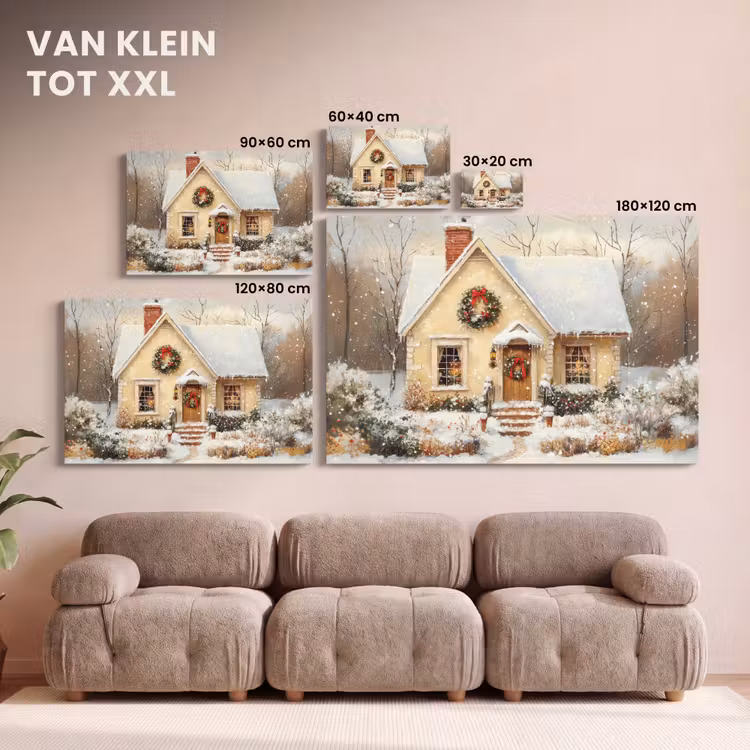 Canvas schilderij - Kerst - Huis - Winter - Sneeuw — 8