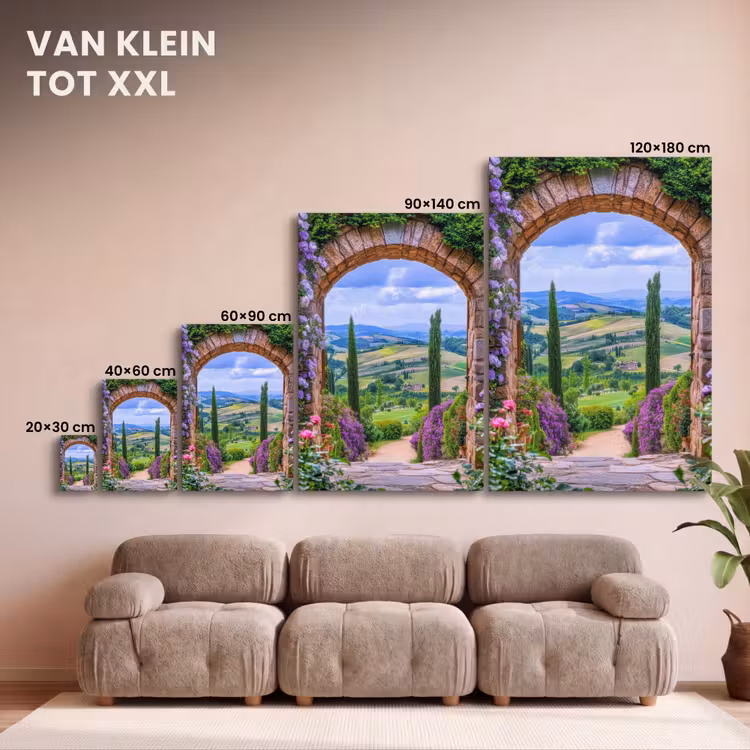 Canvas schilderij - Doorkijk - Toscane - Landschap - Poort — 8