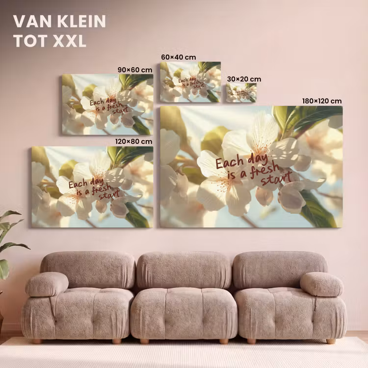 Canvas schilderij - Bloesems - Zonlicht - Quote - Wit — 8