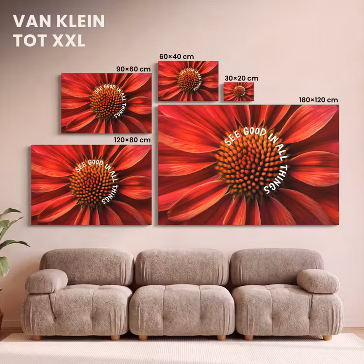 Canvas schilderij - Close up - Bloem - Quote - Rood — 8
