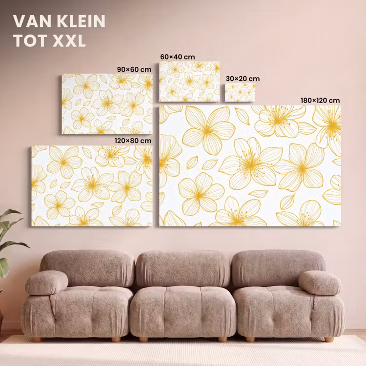 Canvas schilderij - Bloemen - Patroon - Illustratie - Geel — 8