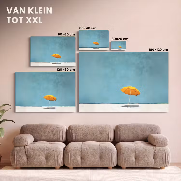 Canvas schilderij - Parasol - Geel - Strand - Zee — 8