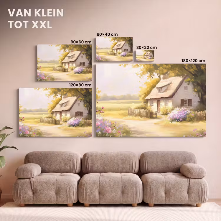 Canvas schilderij - Huisje - Hout - Bloemen — 8