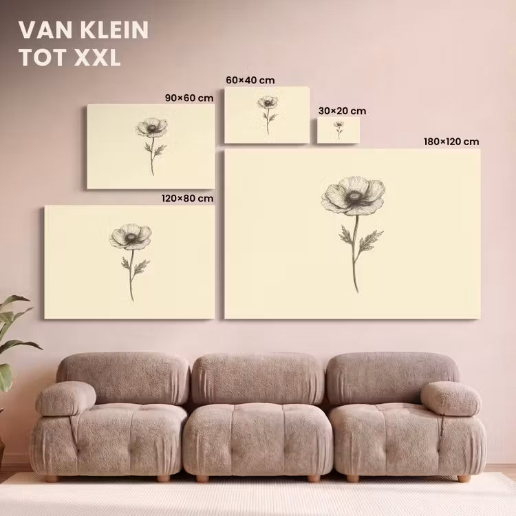 Canvas schilderij - Klaproos - Illustratie - Zwart — 8