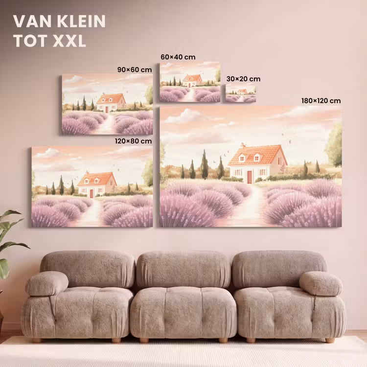 Canvas schilderij - Lavendelveld - Huis - Paars — 8