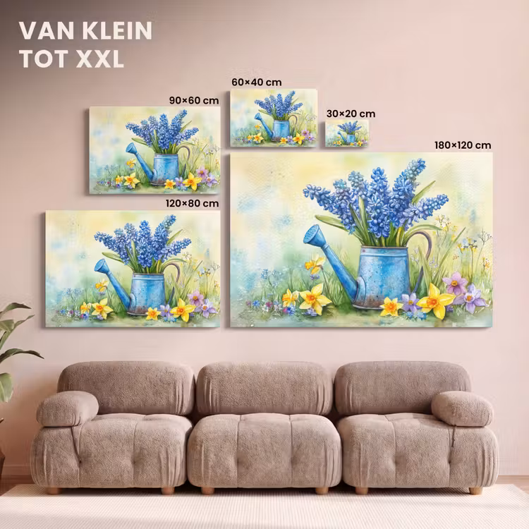 Canvas schilderij - Gieter - Lavendel - Bloesems — 8