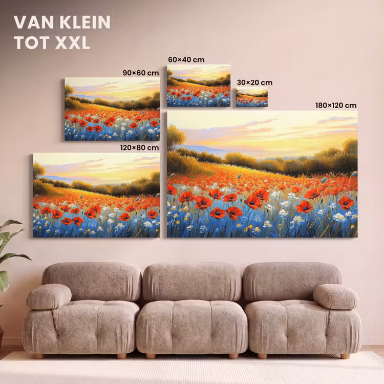 Canvas schilderij - Klaproos - Bloemenveld - Kleurrijk — 8