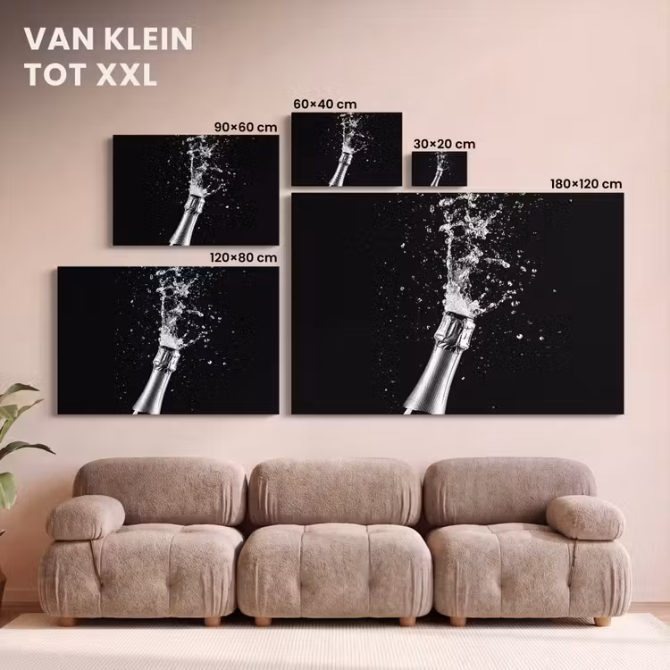 Canvas schilderij - Champagne - Zwart - Spetters - Popping — 8
