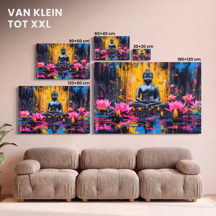 Canvas schilderij - Buddha - Bloemen - Kaarsen - Geel — 8