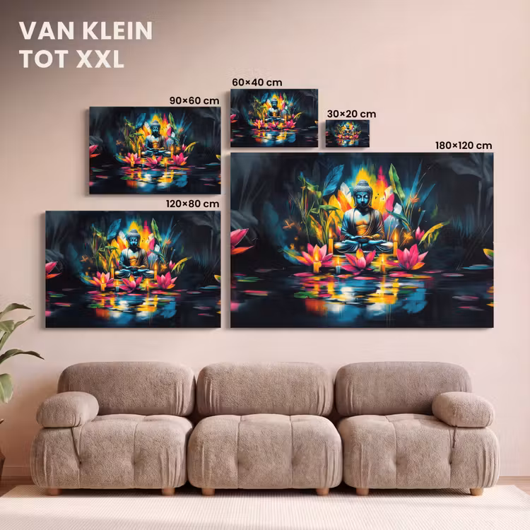 Canvas schilderij - Kaarsen - Bloemen - Buddha - Water — 8