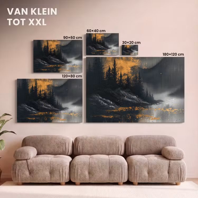 Canvas schilderij - Modern - Bos - Goud - Zwart - Natuur — 8