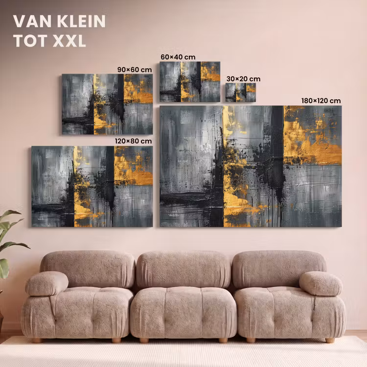 Canvas schilderij - Modern - Kunst - Goud - Zwart - Luxe — 8