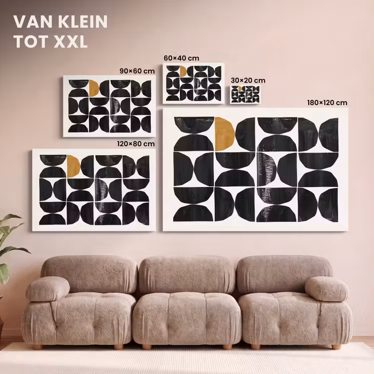 Canvas schilderij - Abstracte kunst - Zwart - Modern - Beige — 8