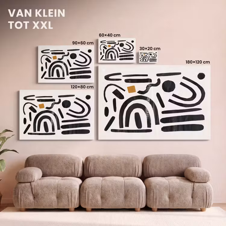 Canvas schilderij - Kunst - Abstract - Zwart - Modern - Beige — 8