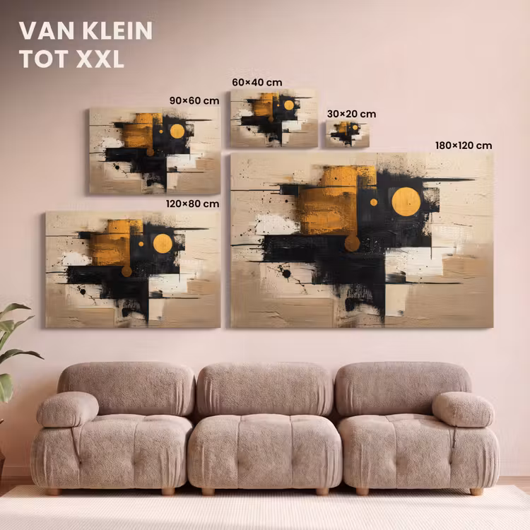 Canvas schilderij - Kunst - Beige - Modern - Goud — 8