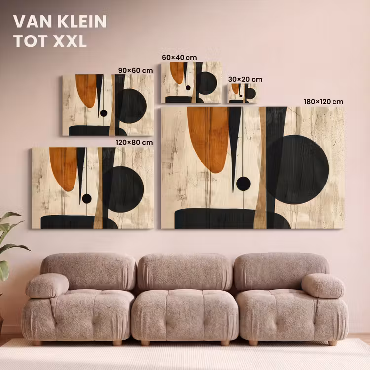 Canvas schilderij - Kunst - Beige - Zwart - Modern — 8