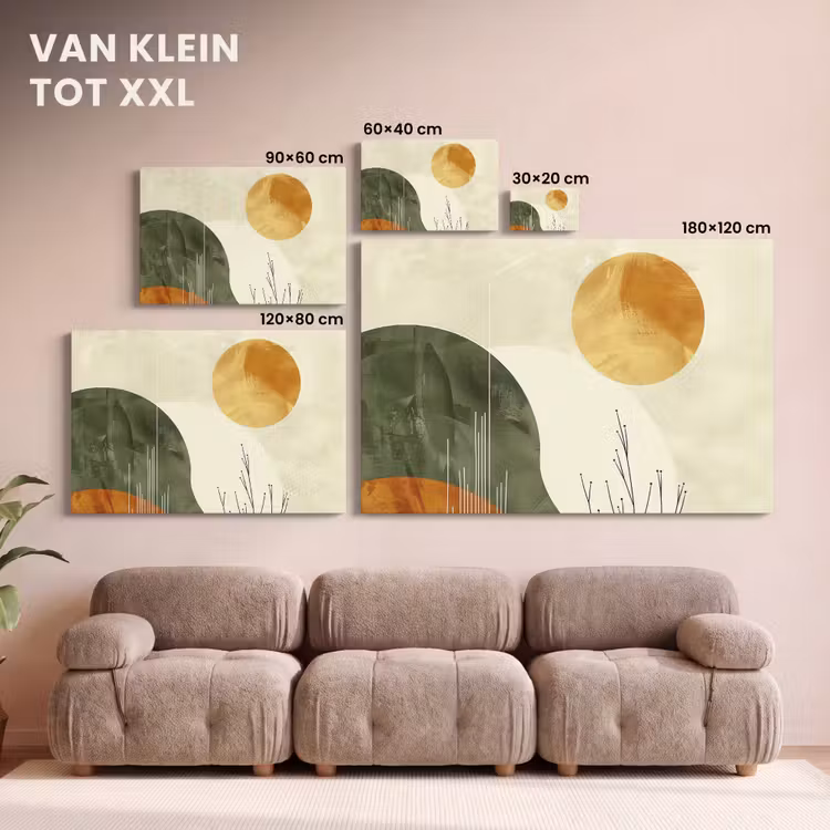 Canvas schilderij - Modern - Kunst - Groen - Beige — 8