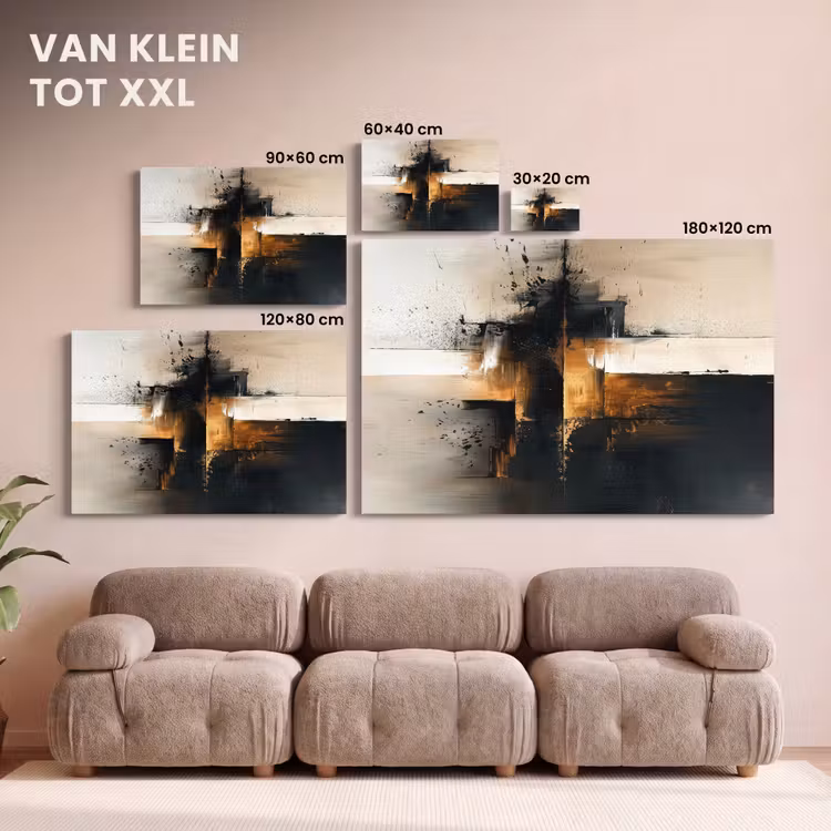 Canvas schilderij - Moderne kunst - Zwart - Goud - Luxe — 8