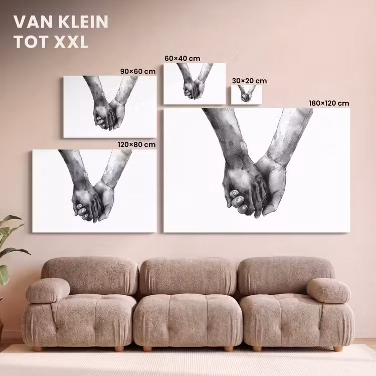 Canvas schilderij - Kunst - Handen - Zwart wit - Modern - Watercolor — 8