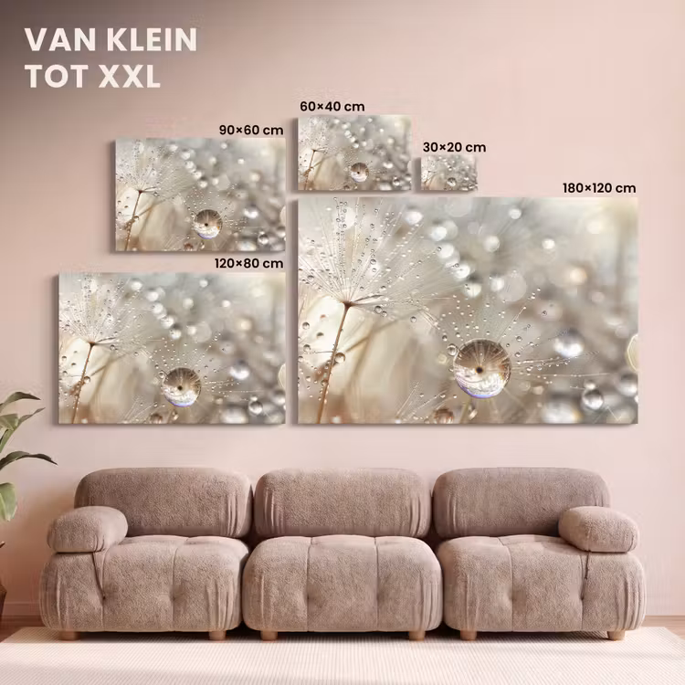Canvas schilderij - Paardenbloemzaden - Water - Beige - Botanisch — 8