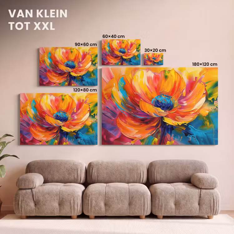 Canvas schilderij - Bloem - Verflook - Modern - Abstract - Kleuren — 8