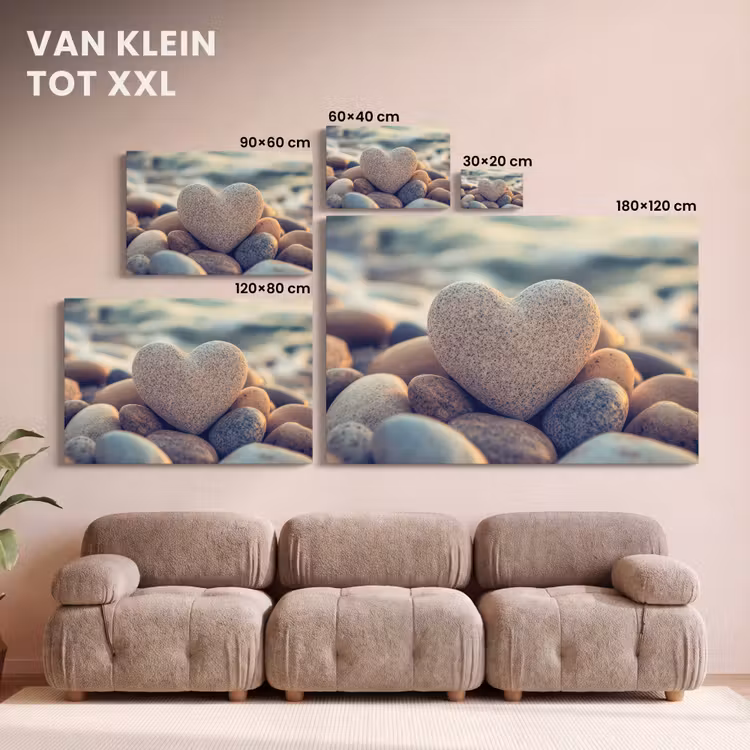 Canvas schilderij - Hart - Stenen - Natuur - Keien - Zen - Kiezelstenen — 8