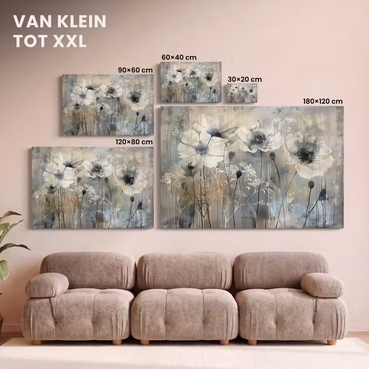 Canvas schilderij - Bloemen - Planten - Grijs - Abstract — 8