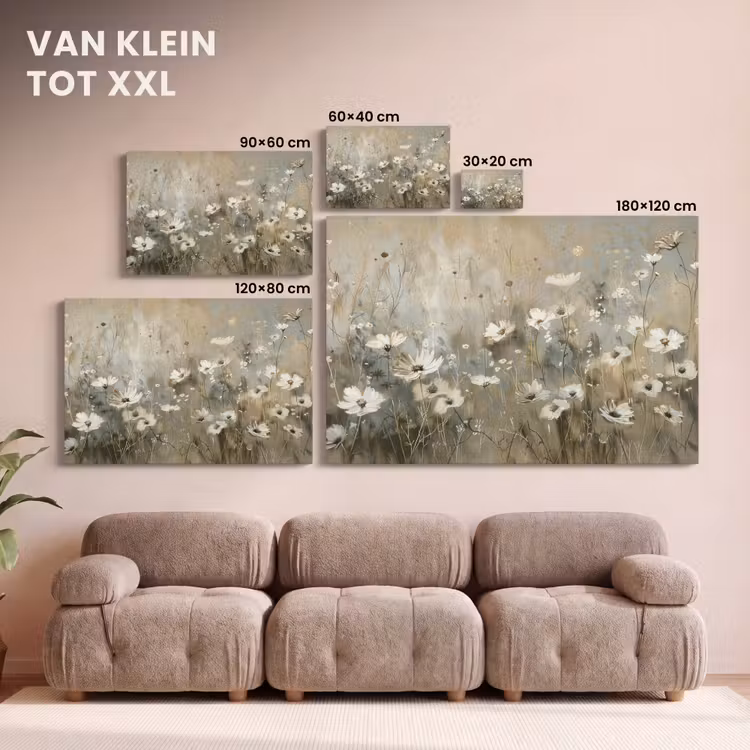 Canvas schilderij - Bloemen - Wit - Natuur - Grijs - Modern — 8