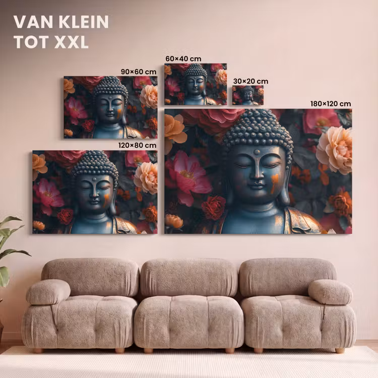 Canvas schilderij - Boeddha - Bloemen - Buddha - Beeld - Kunst — 8