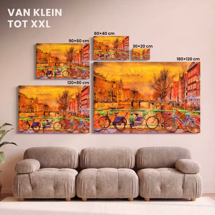 Canvas schilderij - Schilderij - Fiets - Amsterdam - Gracht - Olieverf — 8