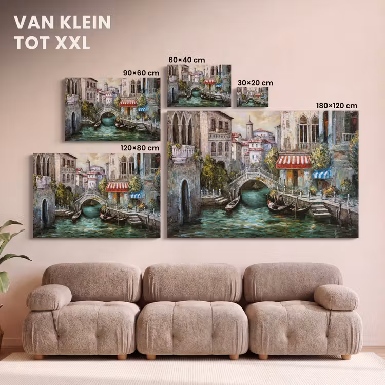 Canvas schilderij - Schilderij - Olieverf - Water - Gracht - Italië — 8