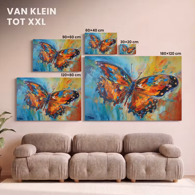 Canvas schilderij - Vlinder - Kleuren - Kunst - Schilderij — 8