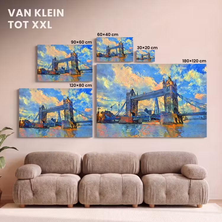 Canvas schilderij - Schilderij - Londen - Brug - Olieverf — 8