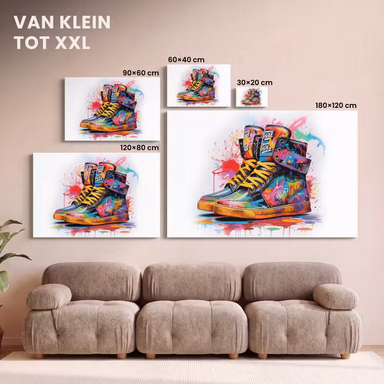 Canvas schilderij - Schoenen - Graffiti - Wit - Kleuren — 8