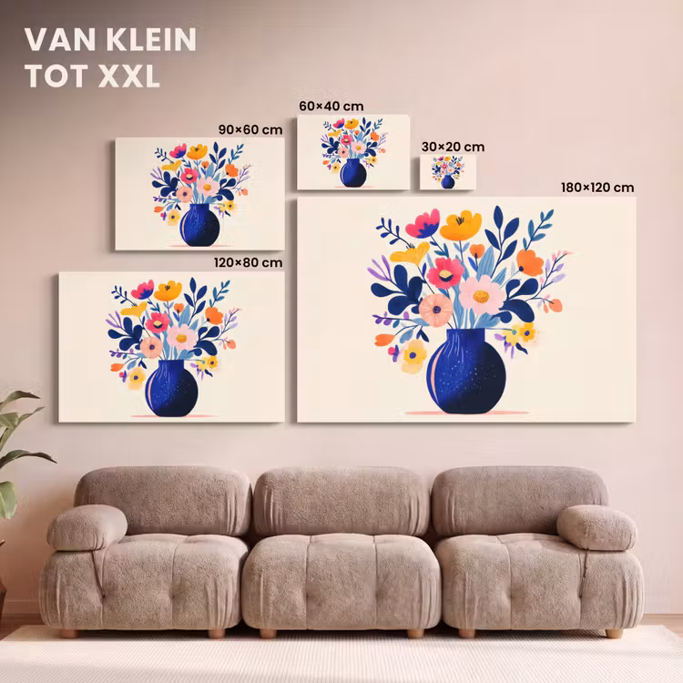 Canvas schilderij - Vaas - Bloemen - Boeket — 8