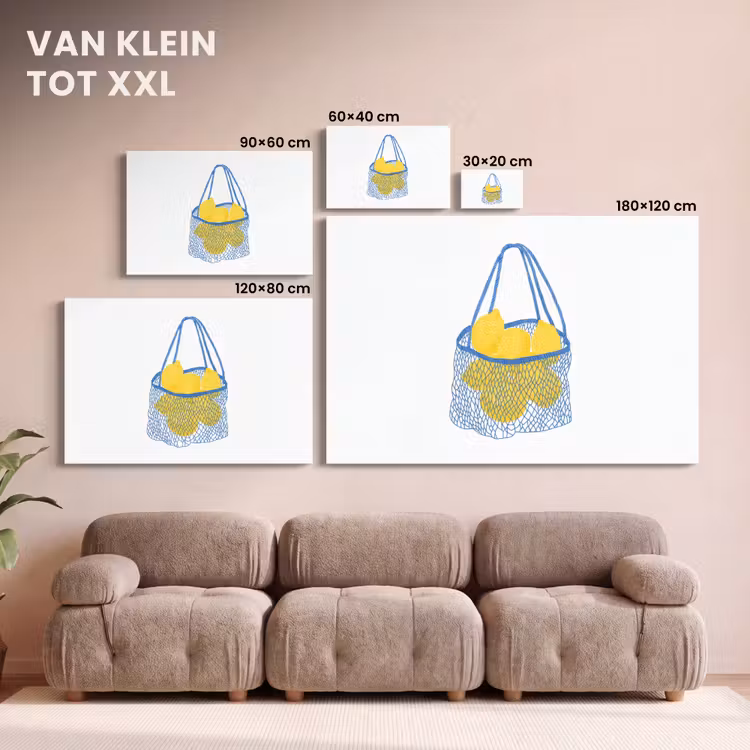 Canvas schilderij - Tas - Blauw - Citroenen - Illustratie — 8