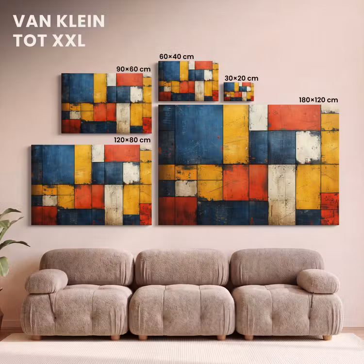 Canvas schilderij - Vintage - Kunst - Blauw - Rood - Modern — 8