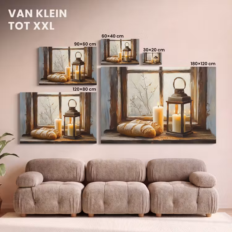 Canvas schilderij - Stilleven - Rustiek - Kaarsen - Broden - Raam — 8