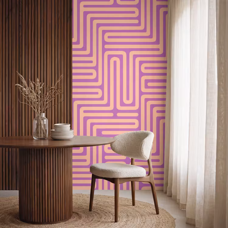 Behang - Patroon - Lijnen - Abstract - Modern - Paars — 4