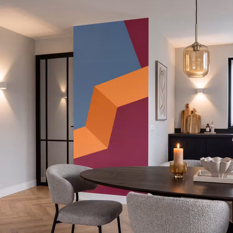 Behang - Abstract - Vormen - Modern - Blauw - Oranje — 5