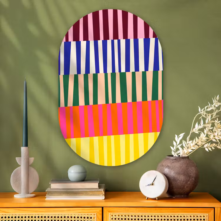 Muurovaal - Glas - Patroon - Strepen - Abstract - Modern - Kleurrijk — 2