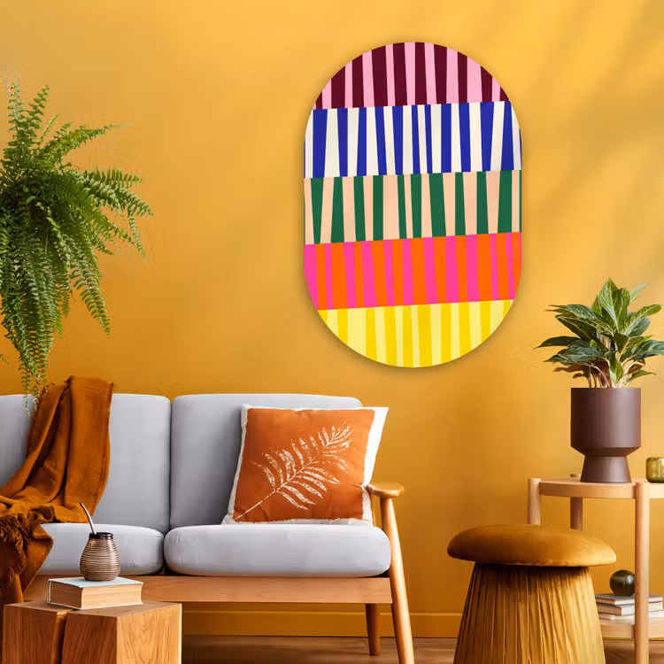 Muurovaal - Glas - Patroon - Strepen - Abstract - Modern - Kleurrijk — 3
